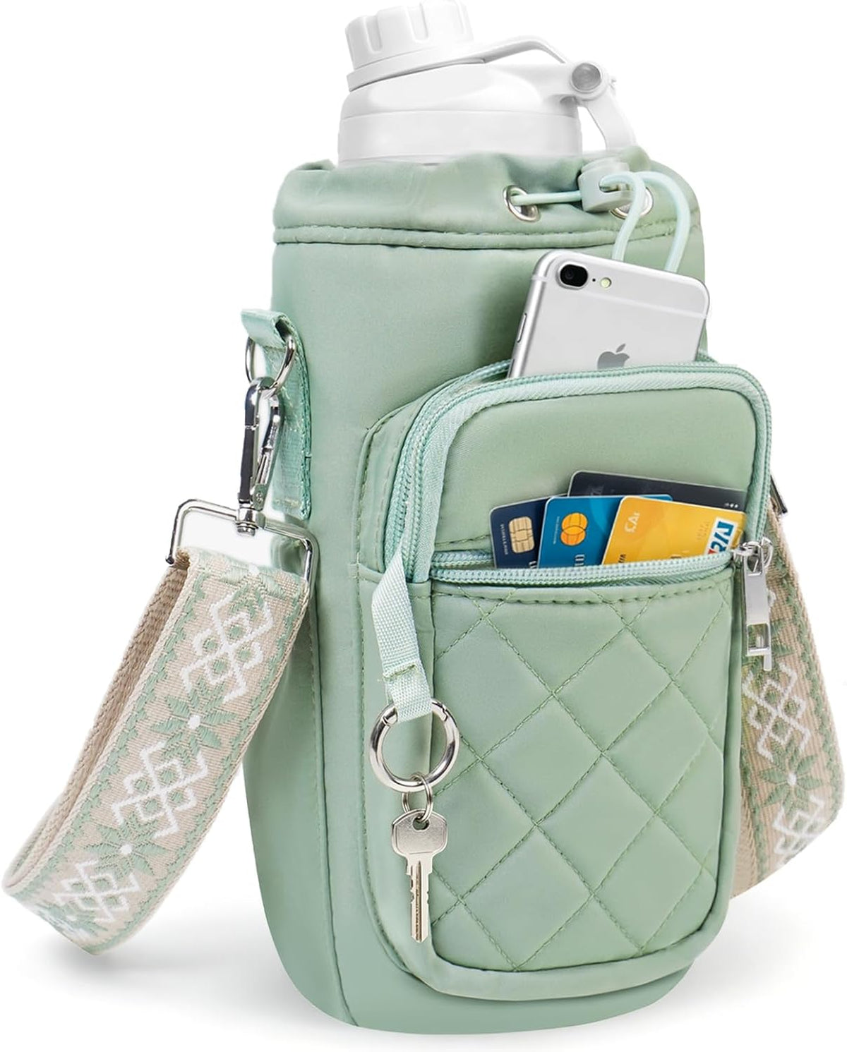 Water Bottle Carrier Bag with Strap, Phone Purses with Crossbody,Water Bottle Sling Bag