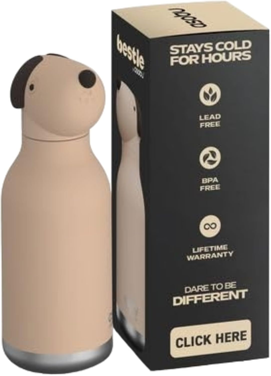 Asobu Bestie Biege Dog Water Bottle, Cute Collectible Character, BPA Free