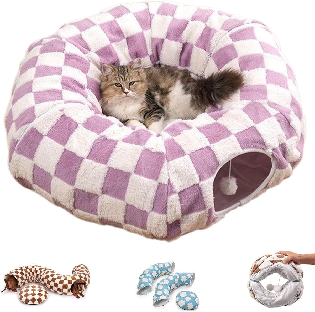 Dachshund Tunnel Bed, 3-In-1 Foldable Dog Tunnel Bed for Dogs and Cats