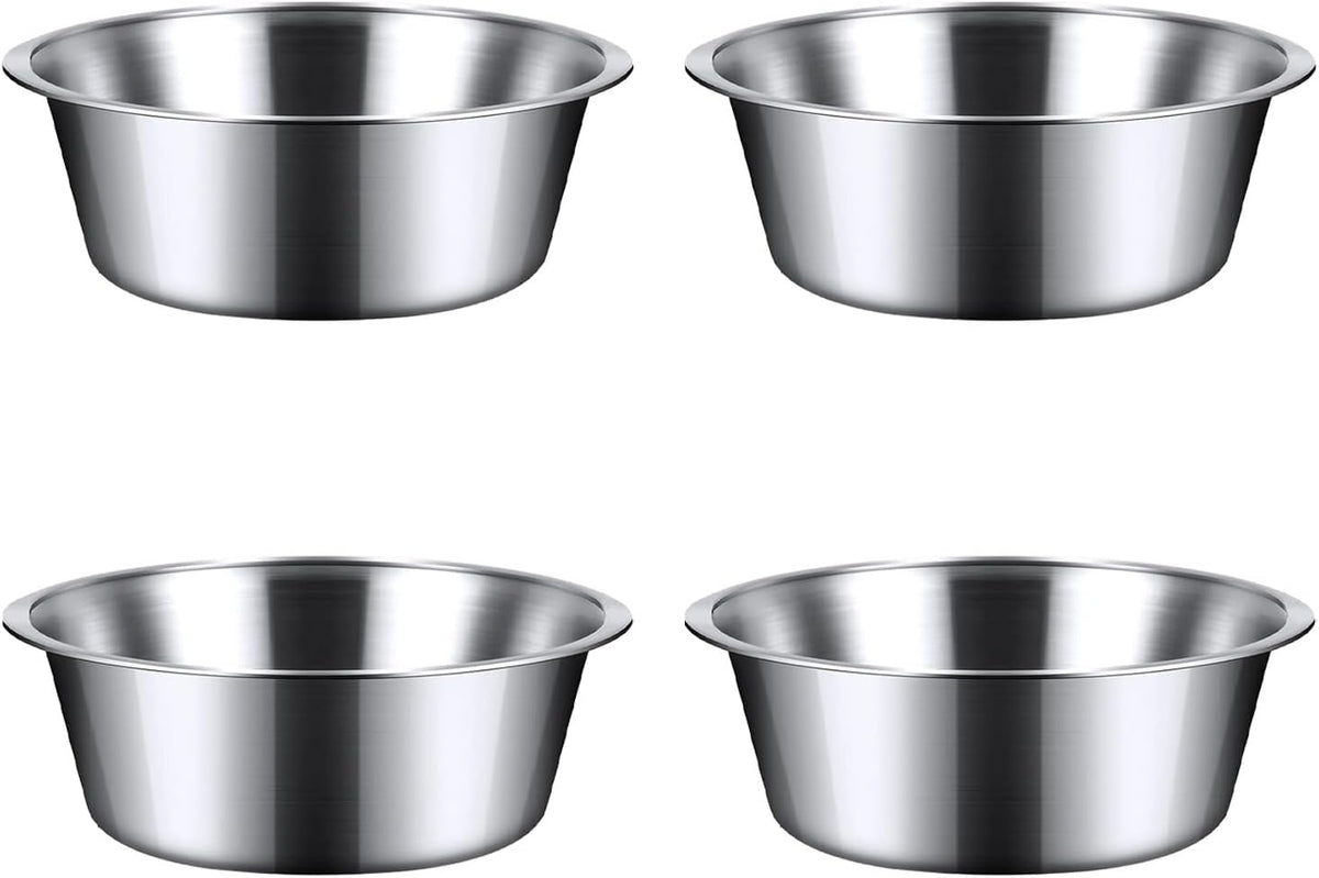 4 Pack Stainless Steel Dog Bowls,3 Cup 24 OZ Metal Pet Food and Water Bowls for Cat,Small Size Dog,Kitten,Puppy,Replacement Lightweight Pet Bowl for Cage Kennel and Crate,Dishwasher Safe