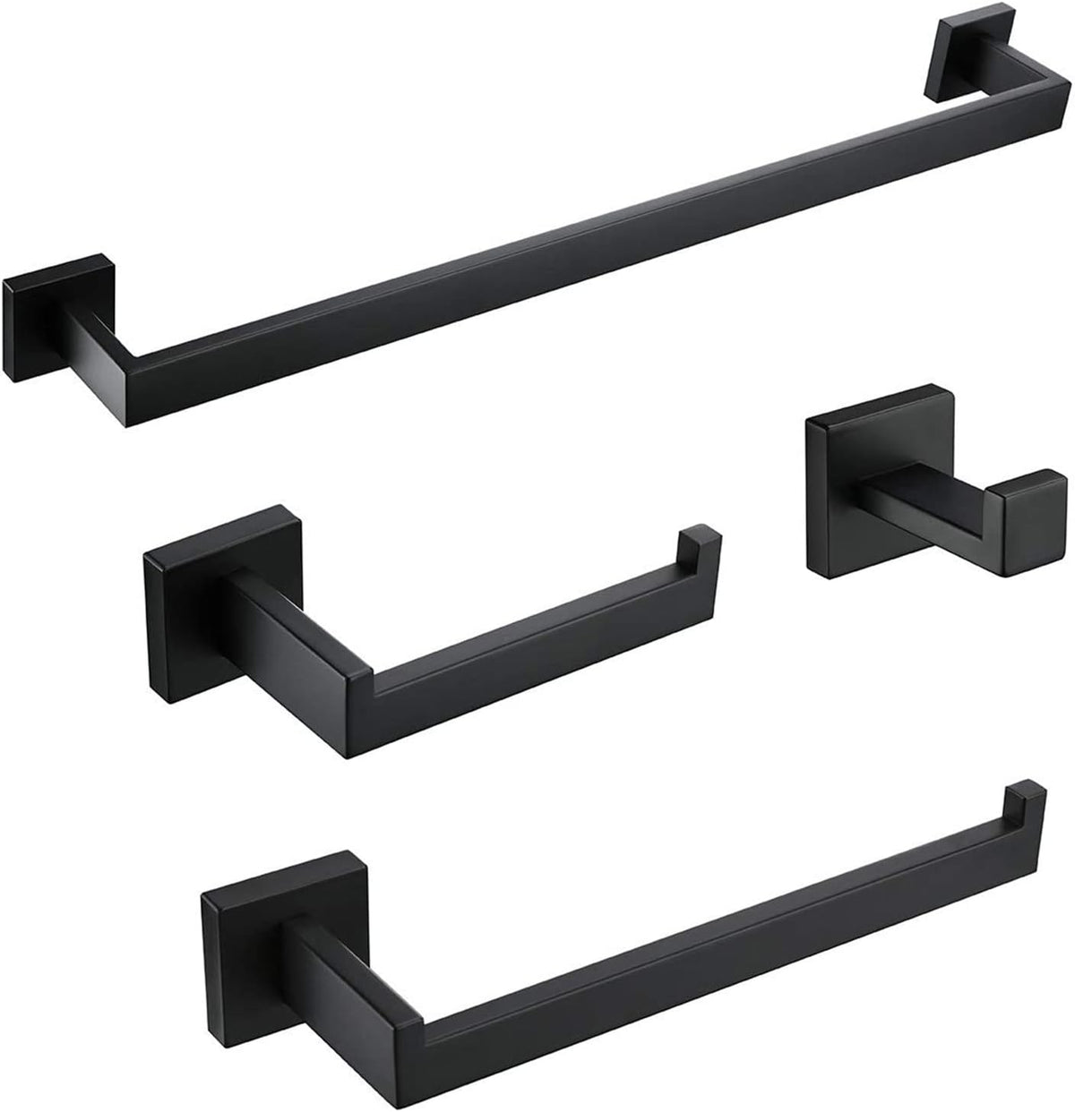 Matte Black Bathroom Accessories Set 4 Piece Bathroom Towel Holder Set