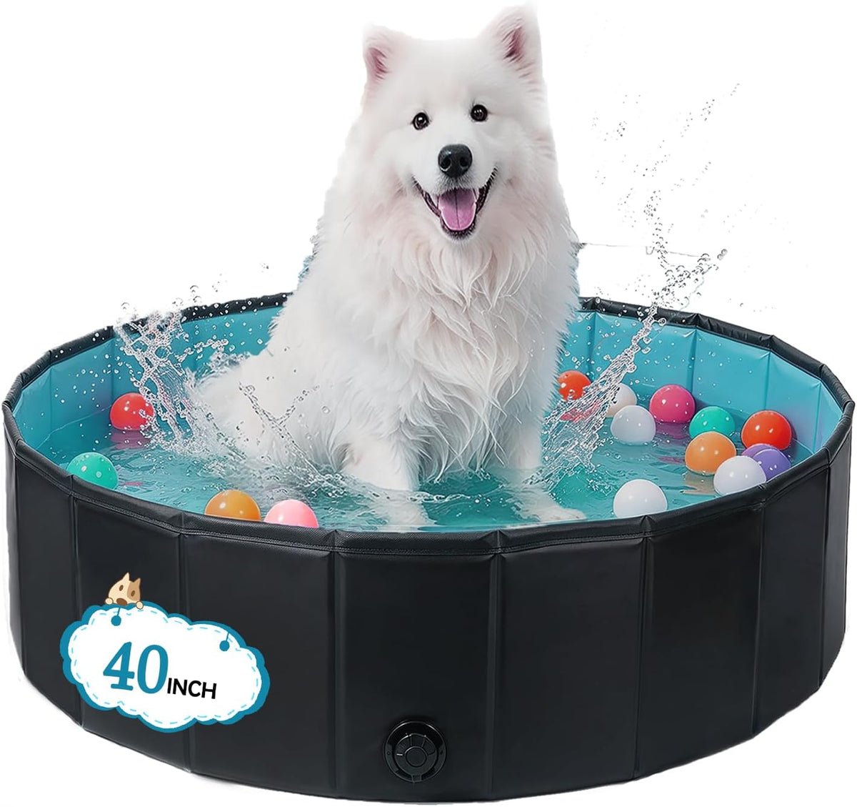 HAIKE Foldable Dog Pool, Collapsible Dog Pet Swimming Pool 40" Blue
