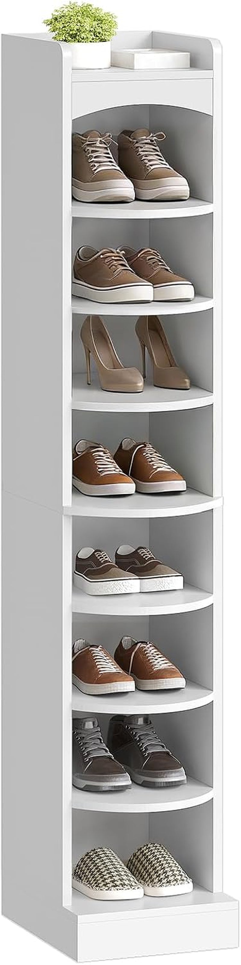 YATINEY 9-Tier Tall Shoe Rack, Wooden Shoe Storage Organizer, Narrow Shoe Cabinet with Removable Shelves for Small Spaces, Holds 9 Pairs of Shoes, for Entrance, Hallway, White SS02WT