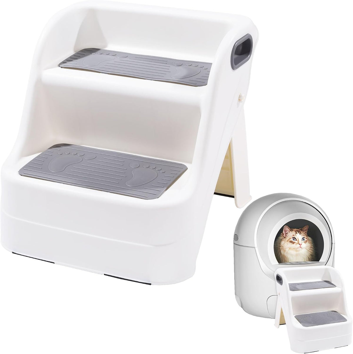 BALAPET Cat Ramp for Litter Box Litter Box Ramp Custom Fit for Automatic Cat Litter Box,With Non-Slip Rubber Feet, Cat Steps Suitable for Small & Elderly Cats