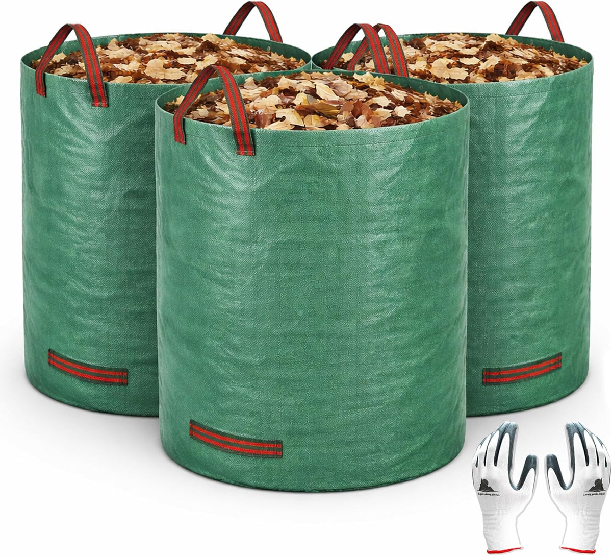 Gardzen 3 Pack 72 Gallon Garden Waste Bags Reusable Heavy Duty
