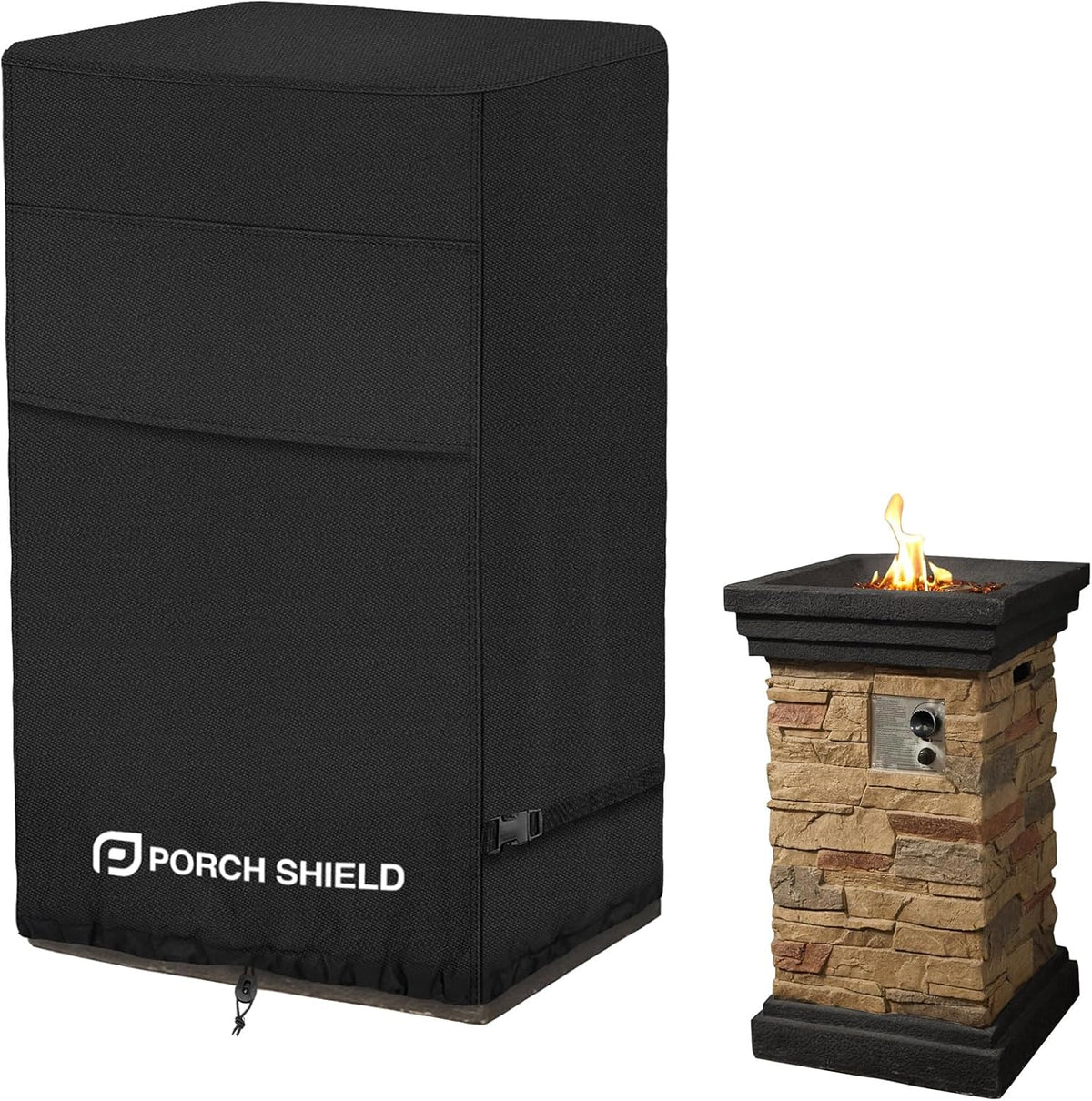Porch Shield Waterproof Square Patio Propane Fire Column Cover 21 Inch