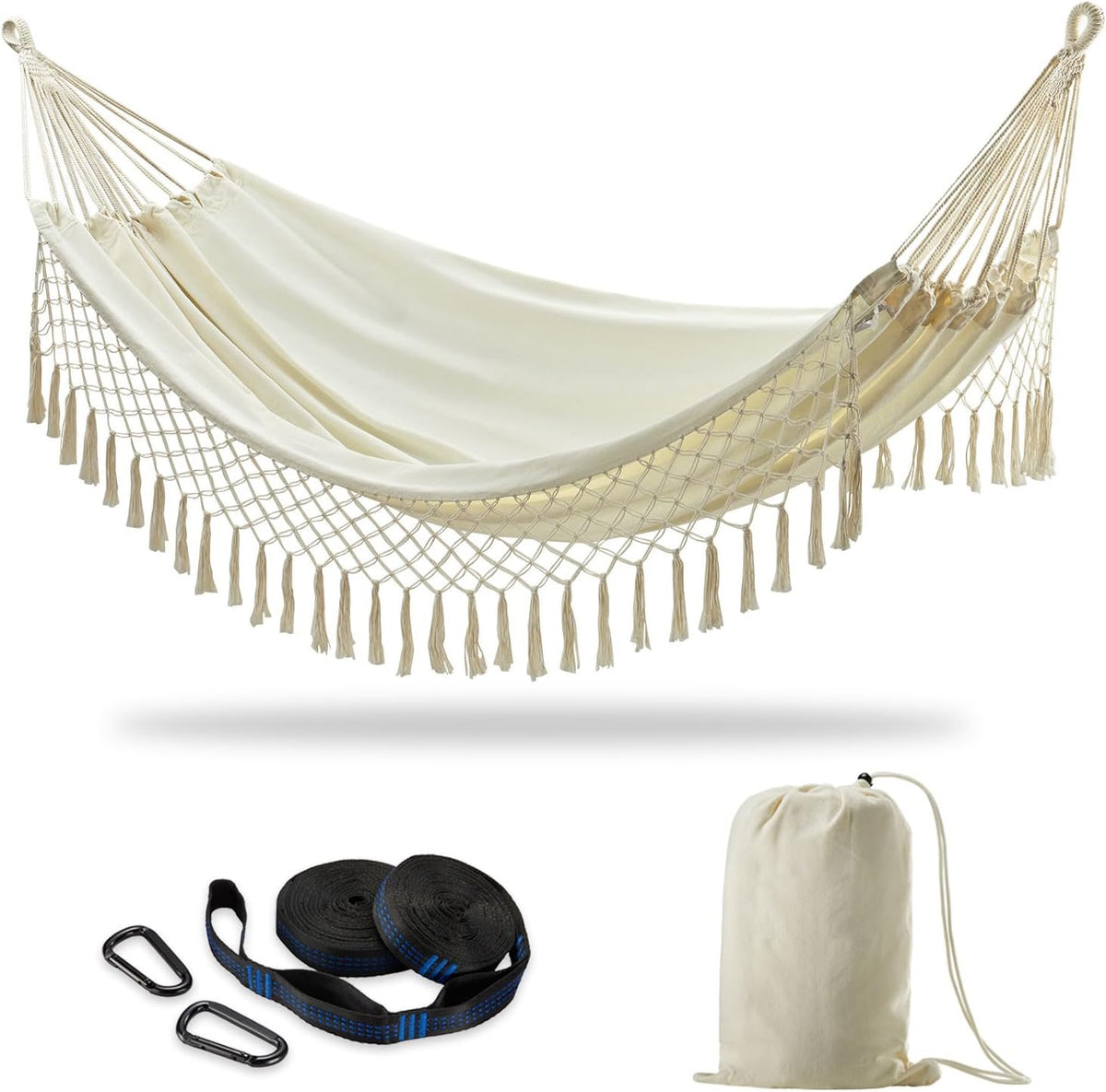 Brazilian Double Hammock with Tree Straps, Extra Large, 450 Lbs Capacity