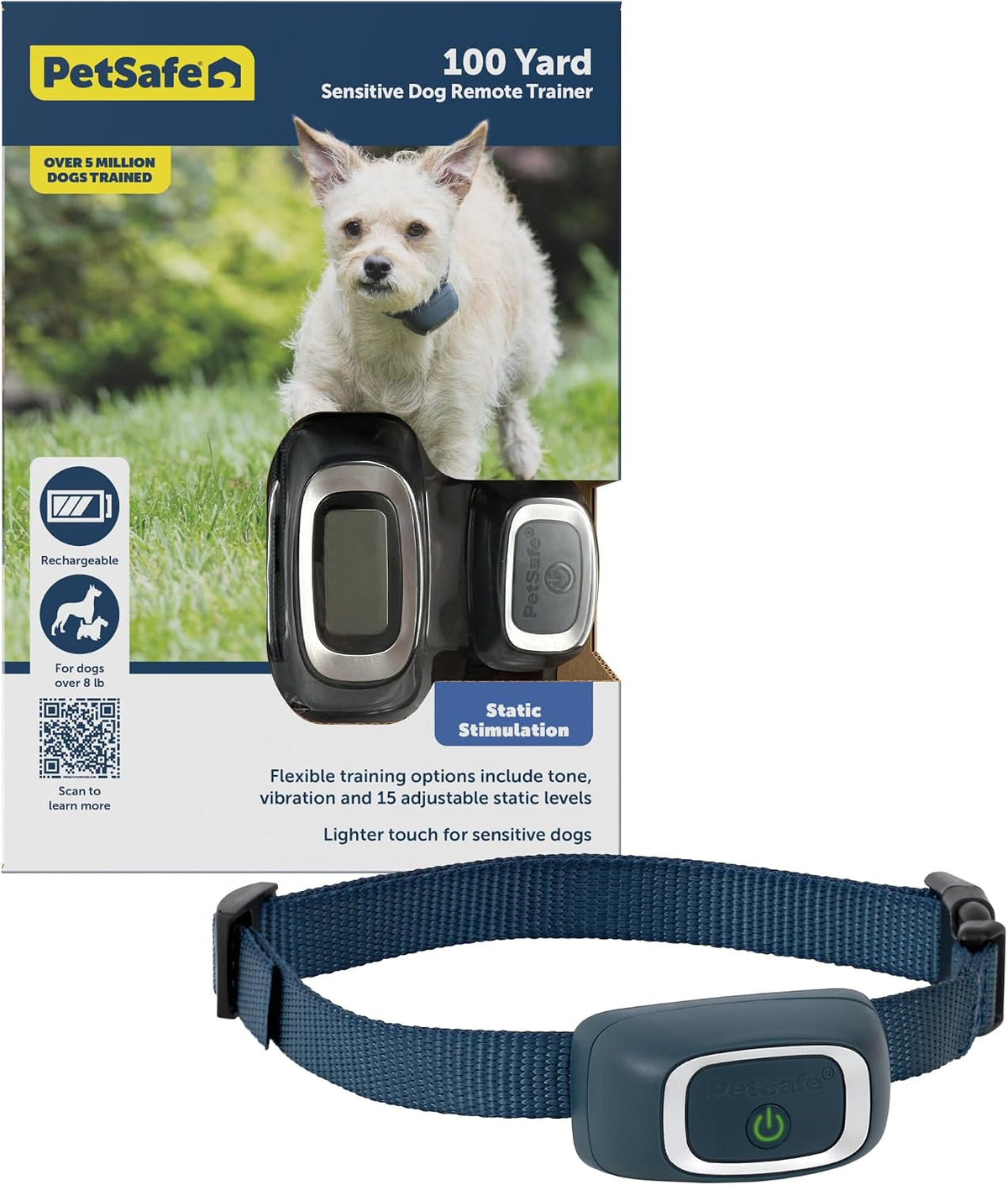 Petsafe 100 Yard Remote Training Collar Smaller Version for Small or Medium Dogs Choose from Tone, Vibration, or 15 Levels of Static Stimulation Short Range Option for Training off Leash Dogs