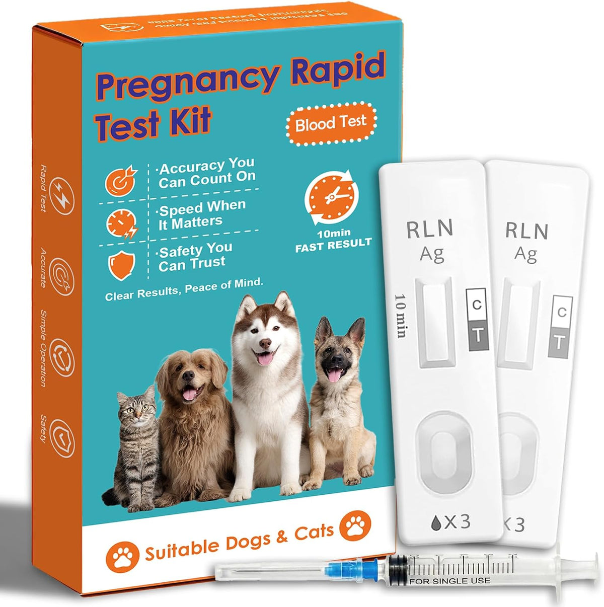 2-Pack Dog & Cat Pregnancy Test Kit, Blood-Based Early Detection for Home & Veterinary Use, Reliable Pet Reproduction Monitoring Tool