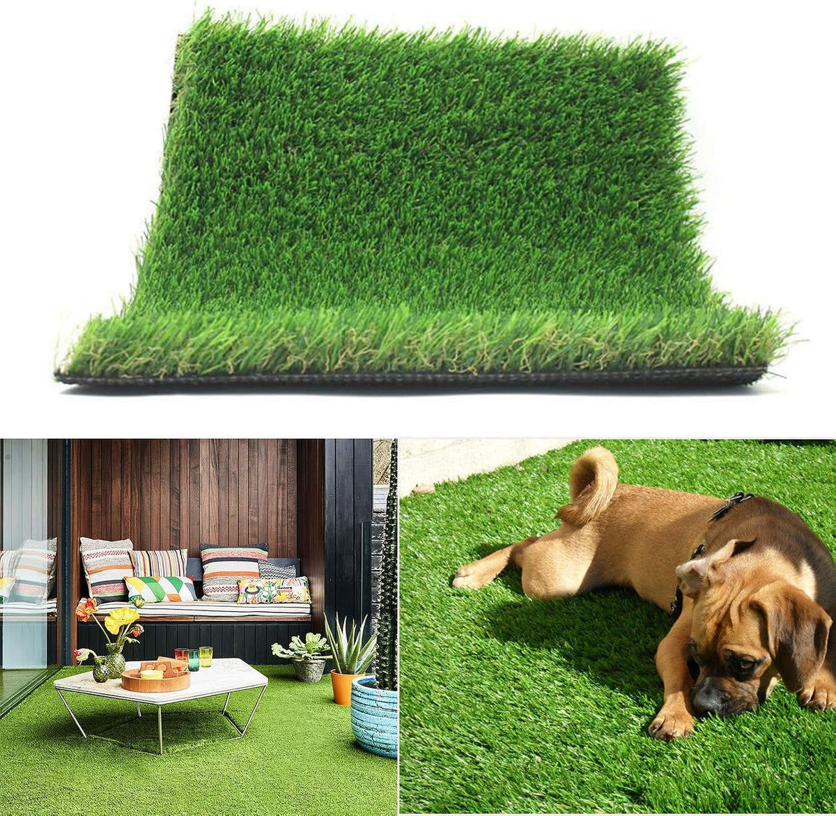 Realistic Thick Artificial Grass Turf -Indoor Outdoor Garden Lawn Landscape Synthetic Grass Mat - Thick Fake Grass Rug (4FTX6FT(24 Square FT))