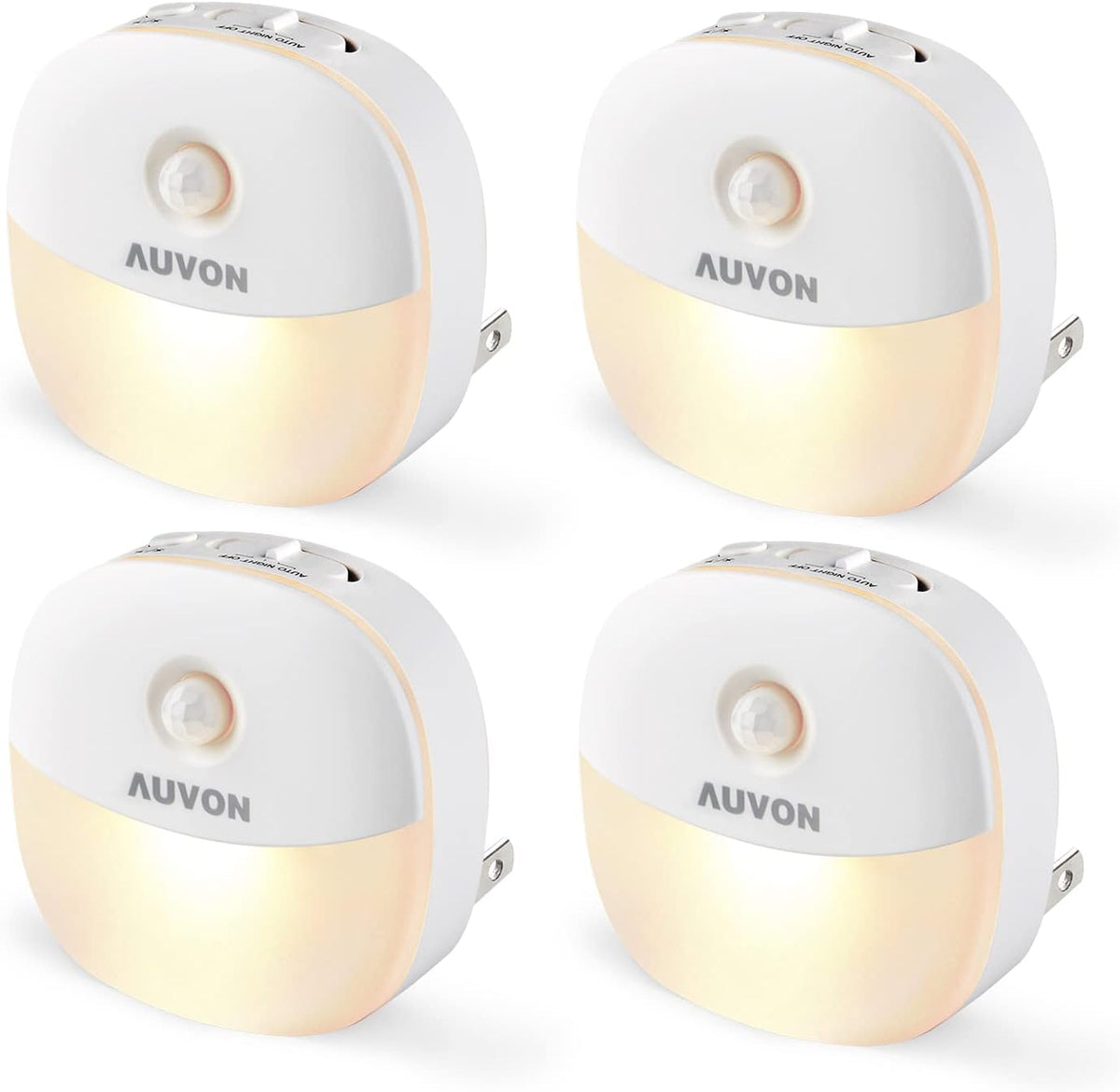 AUVON Plug-In Night Light, Motion Sensor and Dusk to Dawn Sensor, 4 Packs