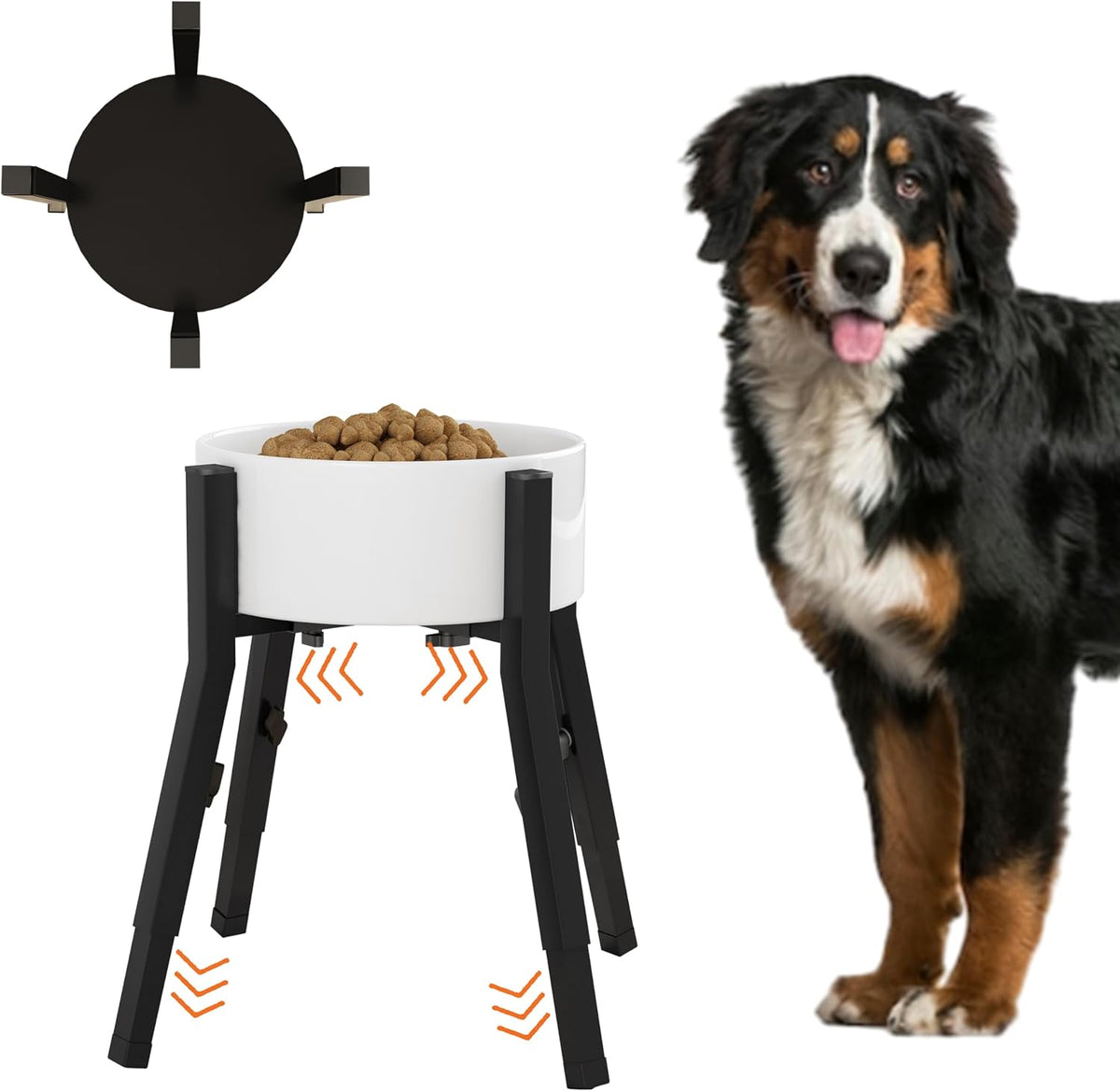 Piskyet Adjustable Raised Dog Bowl Stand for Large Dogs(Bowl Not Included)