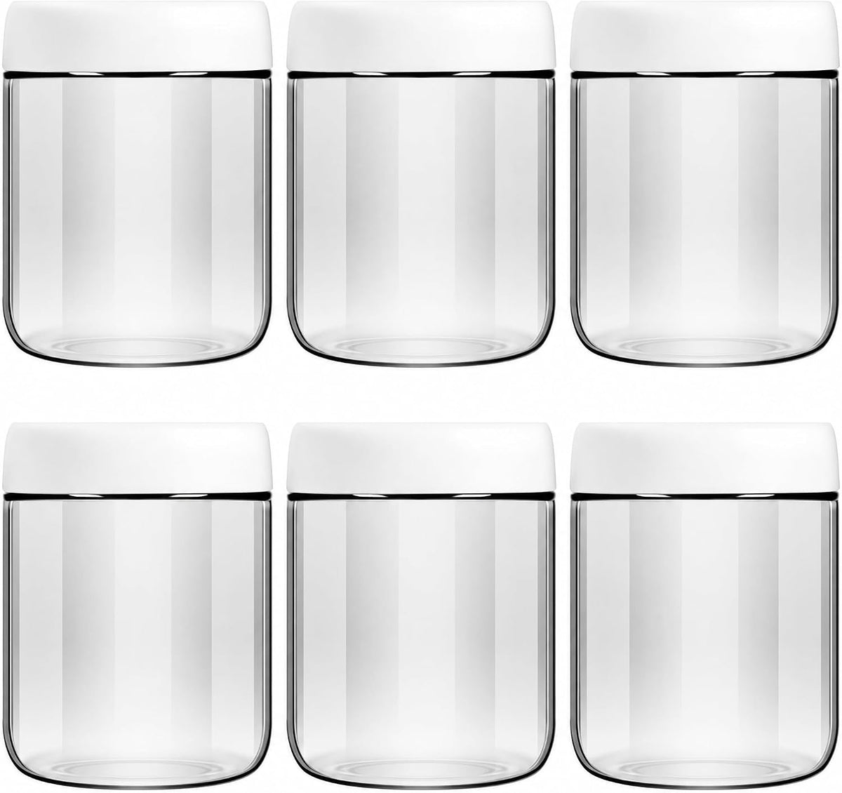 EONJOE 6-Pack 16Oz Glass Jars with Lids for Food Storage Meal Prep Airtight
