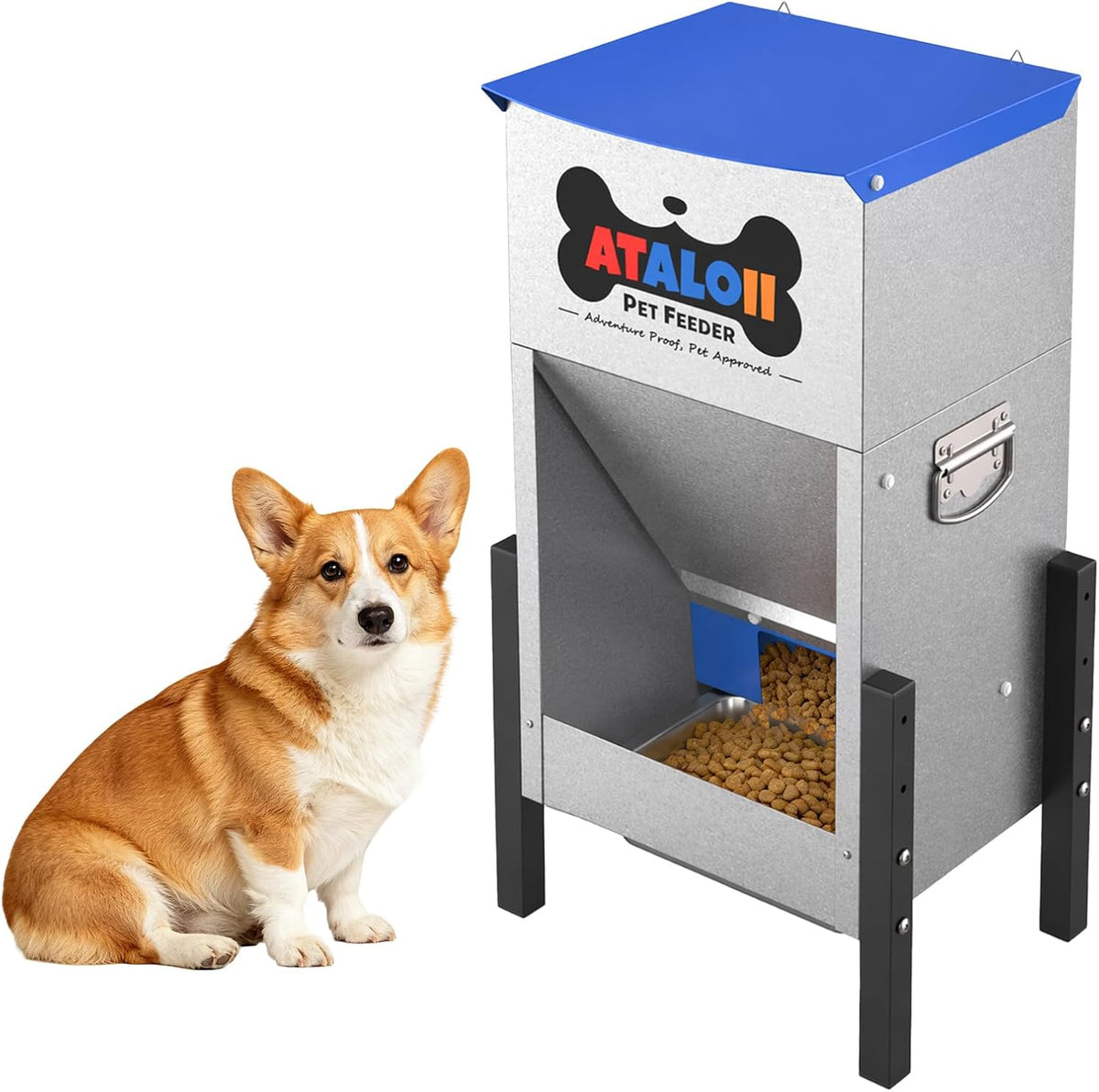 25 Lb Automatic Dog Feeder for Large Breeds, 3 Adjustable Heights