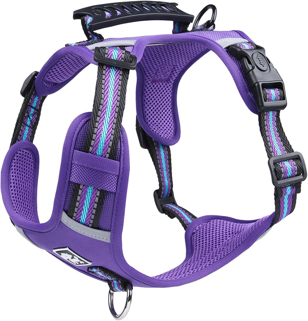 No Pull Dog Harness with Easy Control Soft Handle for Small Medium Large Dogs,Reflective Adjustable Puppy Harness,Heavy Duty Girl Boy Pet Vest with Safety Buckle (Purple, L)