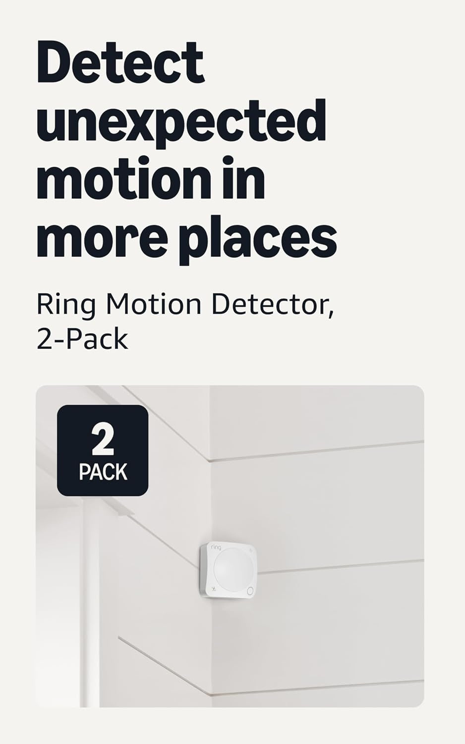Ring Motion Detector, Get Instant Intruder Alerts, Pet-Friendly Mode, 90° Room Coverage, Easy Setup, No Base Station Required, 2-Pack