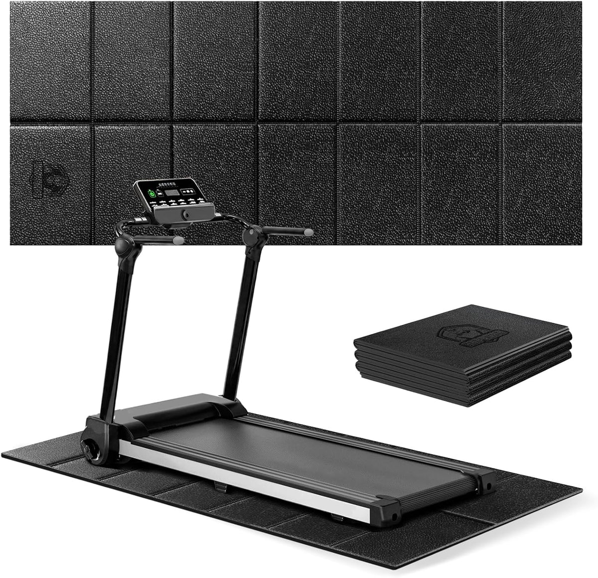 HAPBEAR Treadmill Mat, 55"X24"/68"X24"/79"X35.5" Non-Slip Foldable Exercise Equipment Mat for Walking Pad, Weight Bench, Noise Reducing Shock Absorbing Floor Protector for Home Gym, Carpet & Hardwood Floors