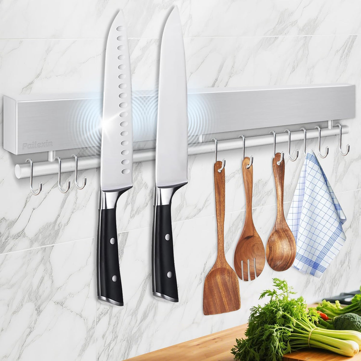 17" Magnetic Knife Holder for Wall, Stainless Steel Knife Magnetic Strip