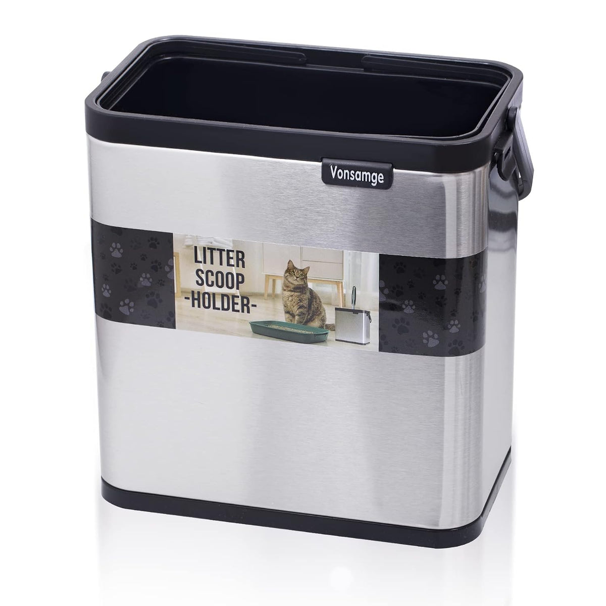 Universal Cat Litter Scoop Holder, Stainless Steel Small Portable Cat Litter Scooper Holder Trash Container.