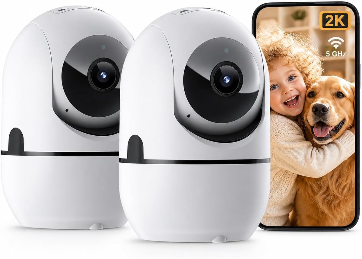 DYPCO Indoor Camera for Home Security, 5G Baby Pet Camera with Phone App, 360° PTZ Indoor Camera for Baby Monitordog Camera Motion Detection, 2-Way Audio, Night Vision, Cloud&Sd Card Storage (2 Pack)