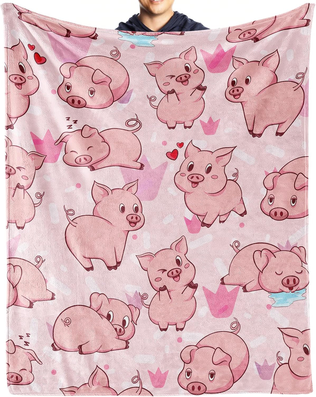 Pig Blanket Gifts, 40"X50" Flannel Fleece Throw Blanket Soft for Girls Boys Adults, Lightweight, Comfortable, Warm Cute Pig Themed Blanket for Bed Couch