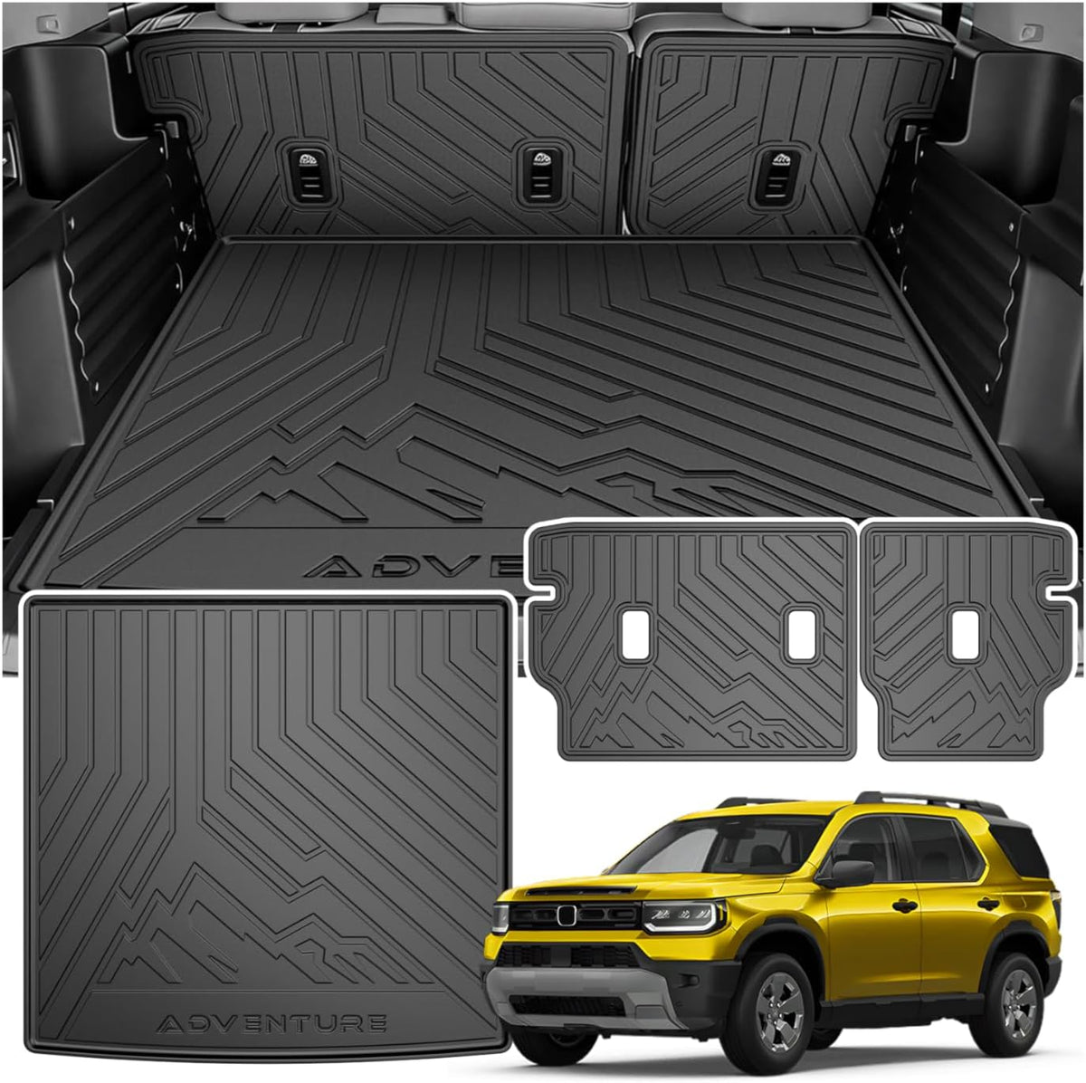 KUST Trunk Cargo Mat for Honda Passport 2026, Rear Trunk Liner with Seat Back Protector for Passport Accessories TPE Rubber High Edge