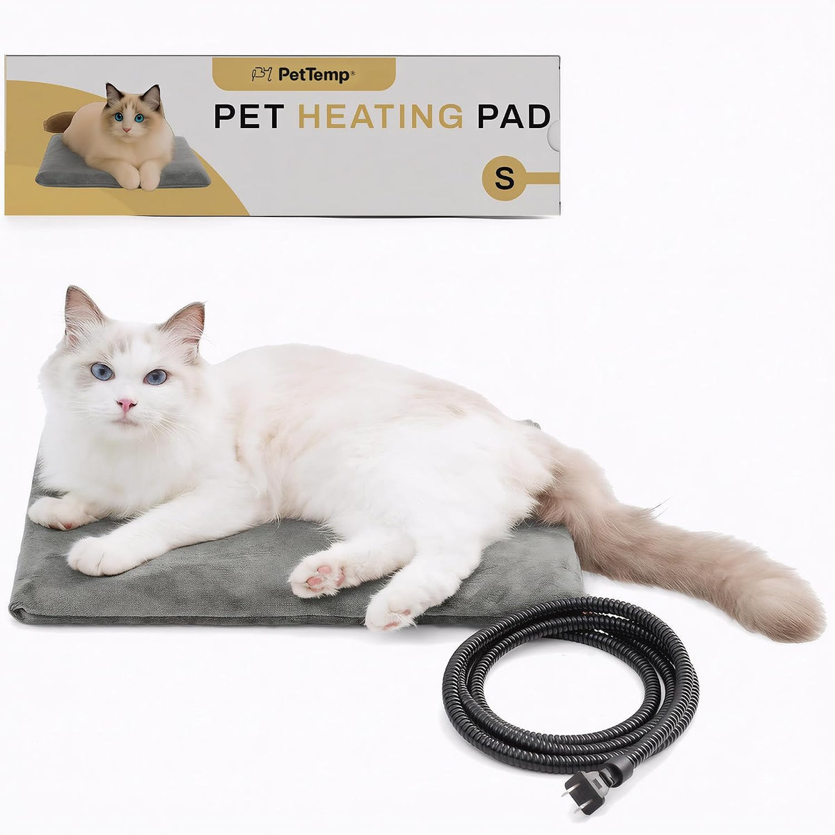 Cat Heating Pad, Heated Cat Bed, MET Safety Listed, Constant Warmth, Gray
