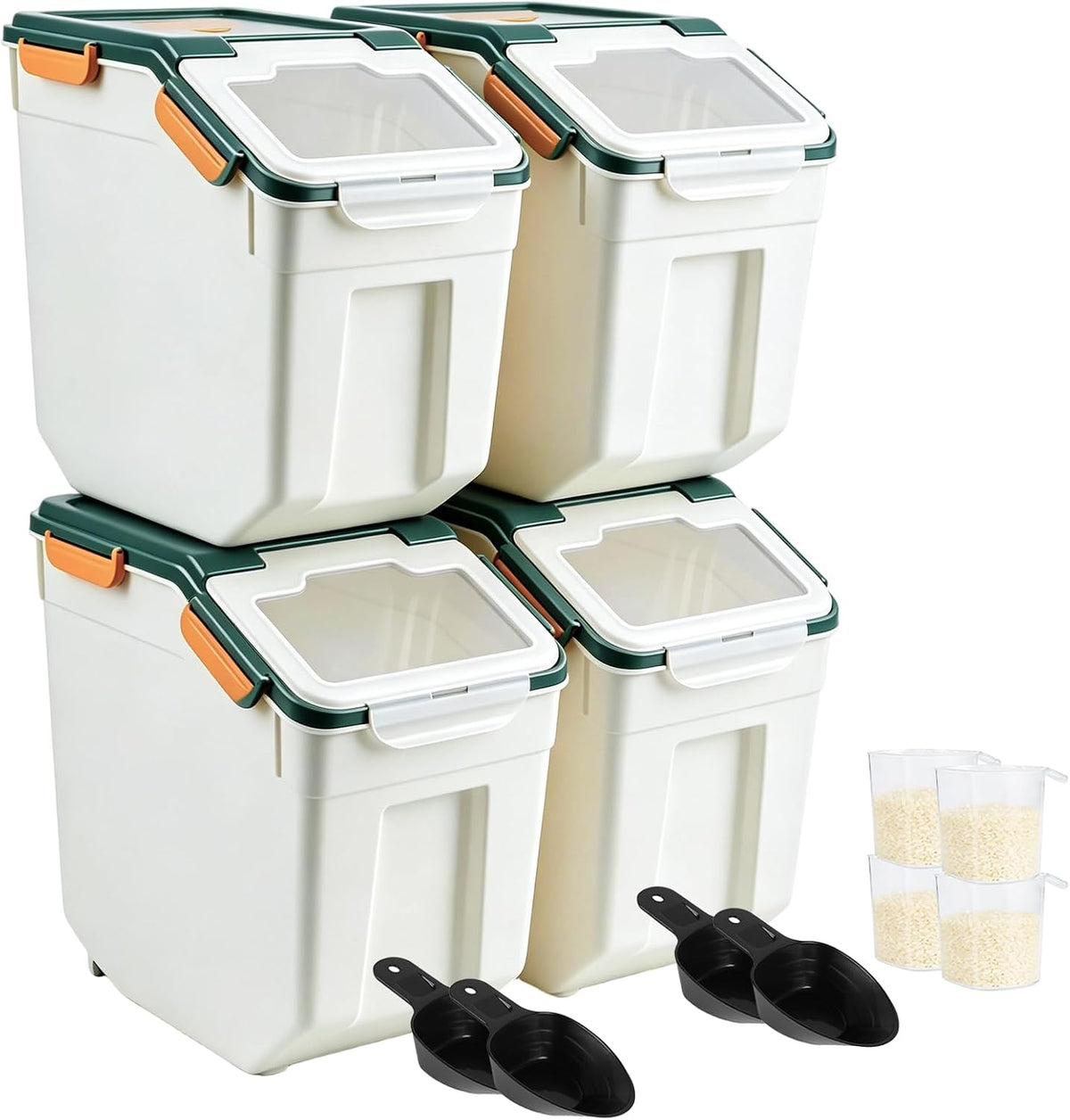 Saim 4 Pack 25Lb Flour & Rice Storage Container Bin, Dark Blue