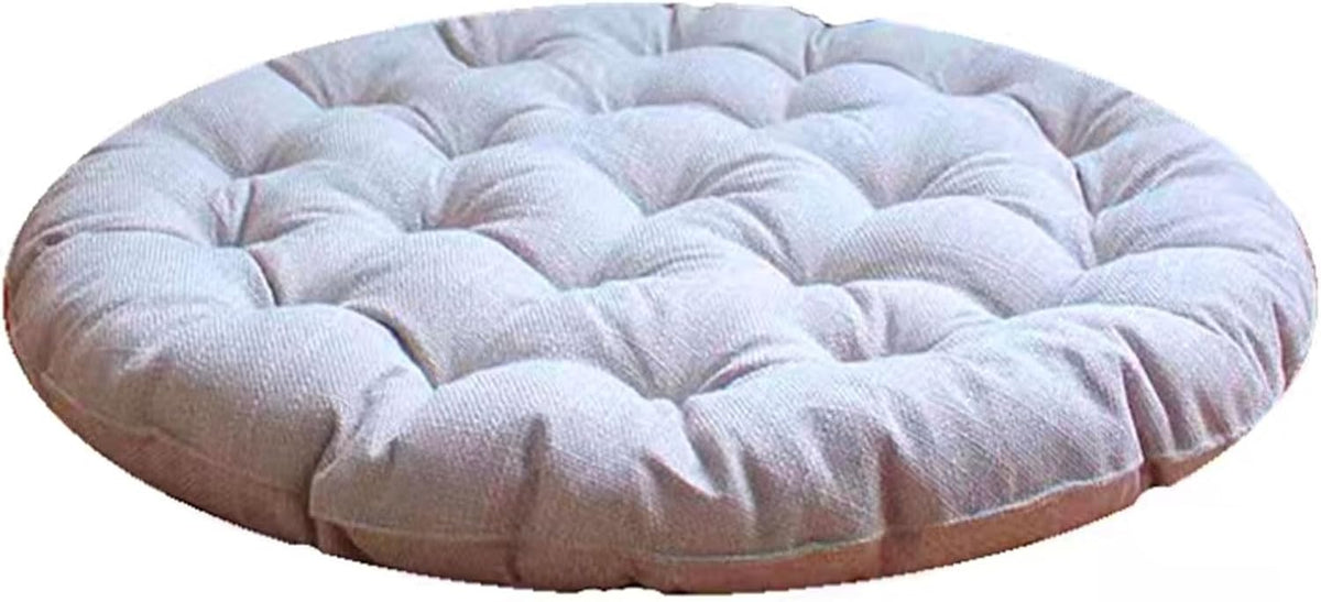 Large Linen Floor Cushions 30Inch,Round Futon Pillows Japanese Style Tufted Floor Pillows Meditation Cushions for Seating on Pad for Yoga Sofa Balcony,Beige