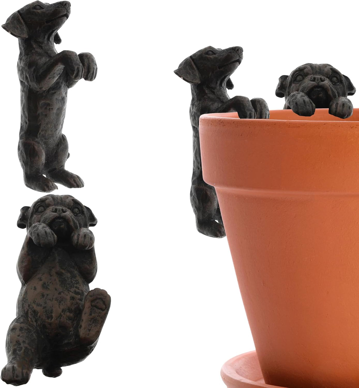 The Bridge Collection Set of 2 Dog Pot Climber Plant Hangers 3.5"