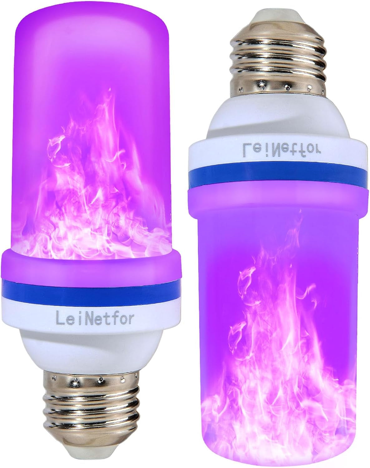 Smaller LED Purple Flame Light Bulbs -3W Christmas Flickering Light Bulbs with Gravity Sensing, E26 Base Christmas Purple Light Bulb Outdoor, Vintage Flame Bulbs (2 Pack)