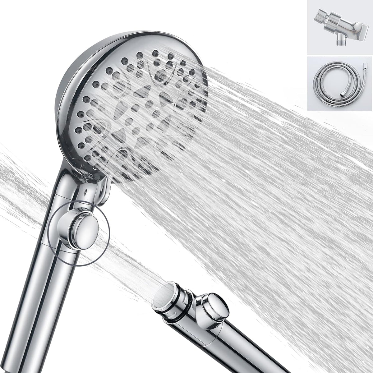 Handheld Shower Head with 79Inch Extra Long Hose,On off Switch.