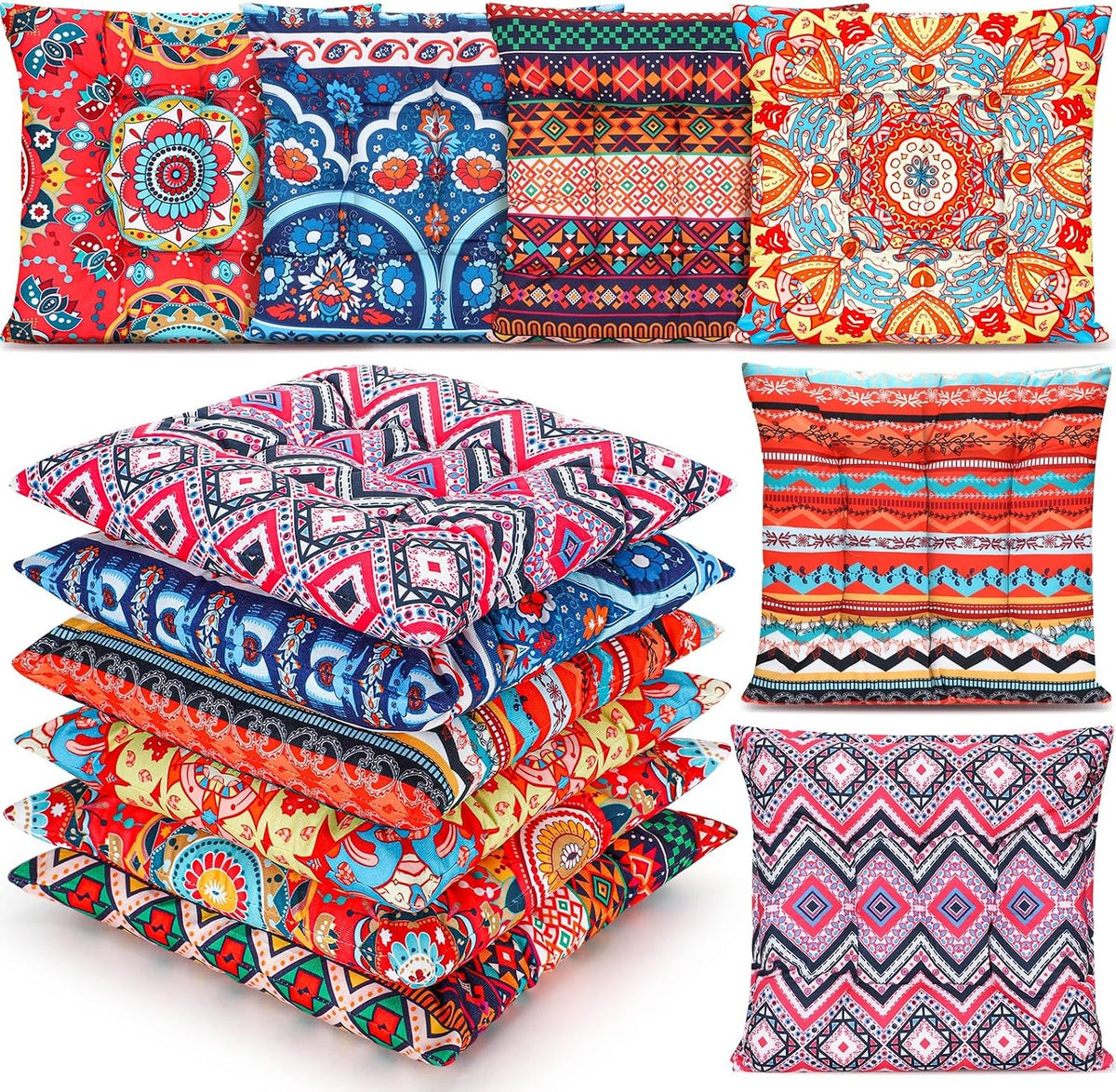 Menkxi 6 Pcs Bohemian Floor Pillows 15 Inch, Classic