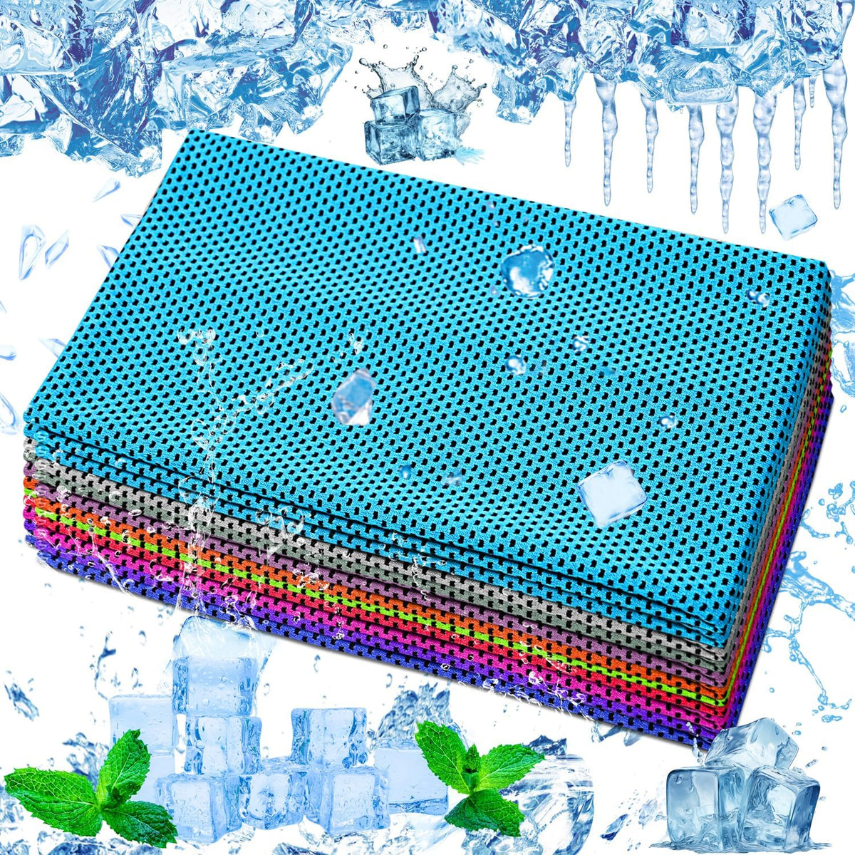 12 Pack Cooling Towels, 32 X 12 Inch Microfiber Ice Towels, Soft and Breathable Neck and Face Cooling Towels, Sweat Wicking Towels for Yoga, Running, Gym, Workout, Outdoor Exercise, 10 Colors