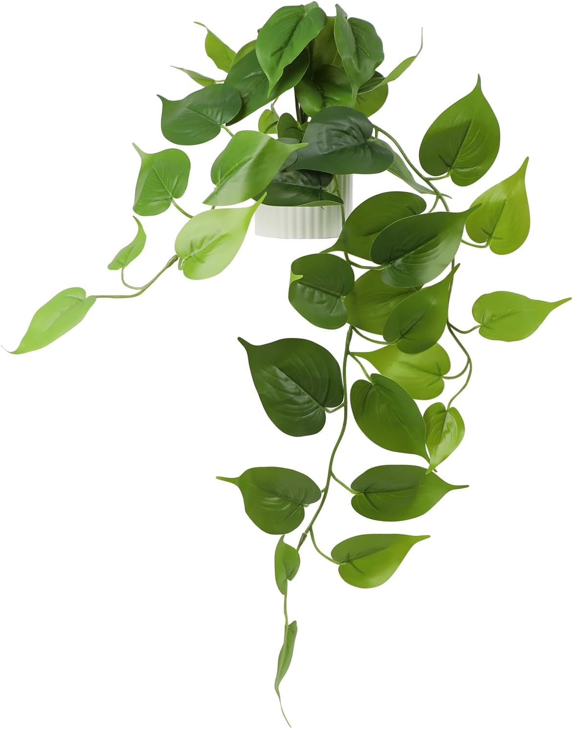 Fake Plants with White Pot, Realistic Artificial Pothos Hanging Plant, Faux Indoor Plant for Home Office Bathroom Shelf Cabinet Decor