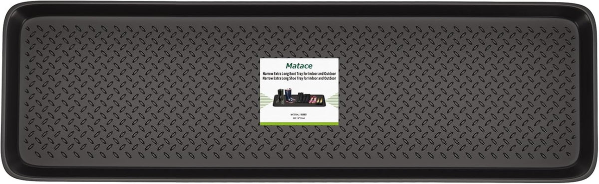 Matace 1 Pack Rubber Extra Large Shoe Tray for Entryway,Long Boot Tray,Slim Boot Mat for Indoor and Outdoor Use,16X55 In, Rectangular (Pack of 1)