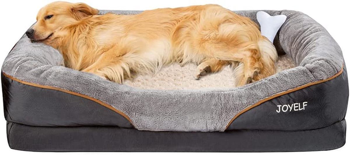 JOYELF Xlarge Memory Foam Dog Bed, Orthopedic Dog Bed & Sofa with Removable Washable Cover and Squeaker Toy as Gift