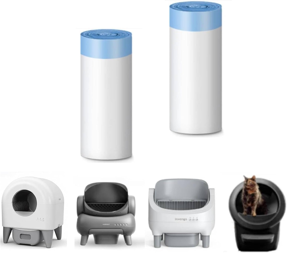 Invengo Open Top M1/M1 Plus/M2 Litter Box Liner(40 Count),Self-Cleaning Litter Box, App Control, Oder Control, Compatible with Most Automatic Self-Cleaning Litter Boxes, Trash Bags for Cats
