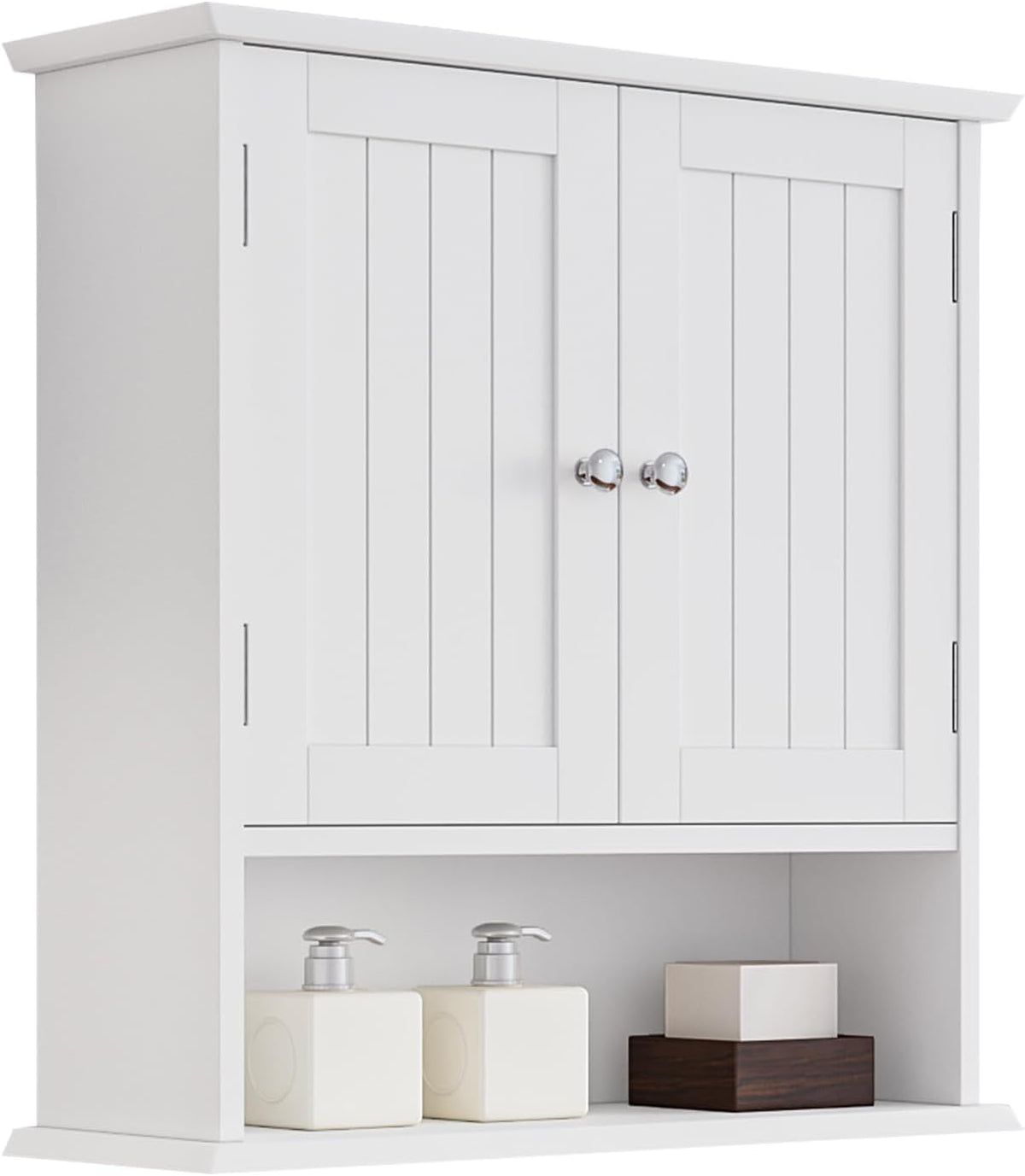 Bathroom Wall Cabinet, Bathroom Cabinet Wall Mount with 2 Doors and Open Shelf, over the Toilet Wall Storage Cabinet, Bathroom Medicine Cabinet