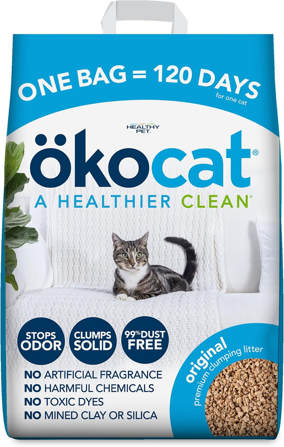 Ökocat Original Natural Wood Clumping Cat Litter, Odor Control 18.8 Lbs