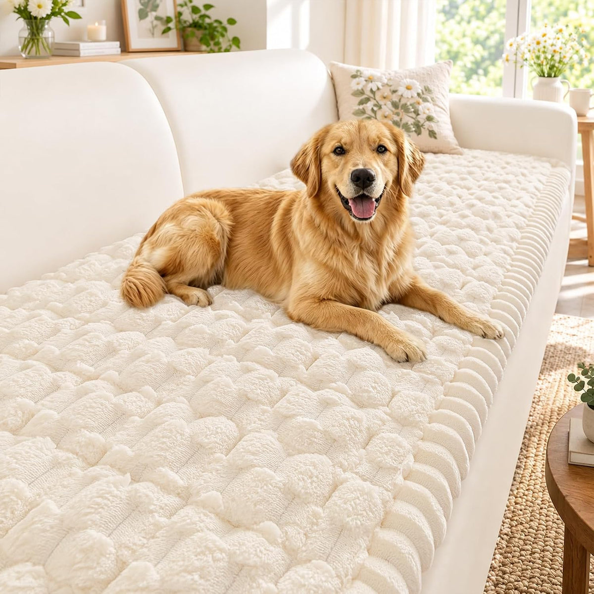 Smiry Couch Covers for Dogs, Non Slip Fuzzy Pet Sofa Protector Washable