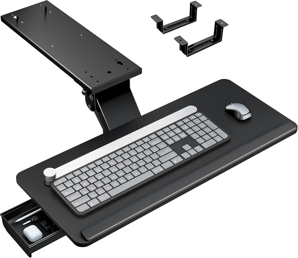 PEGZONE Keyboard Tray under Desk Slide Out, 25 X 11 Inch, Black