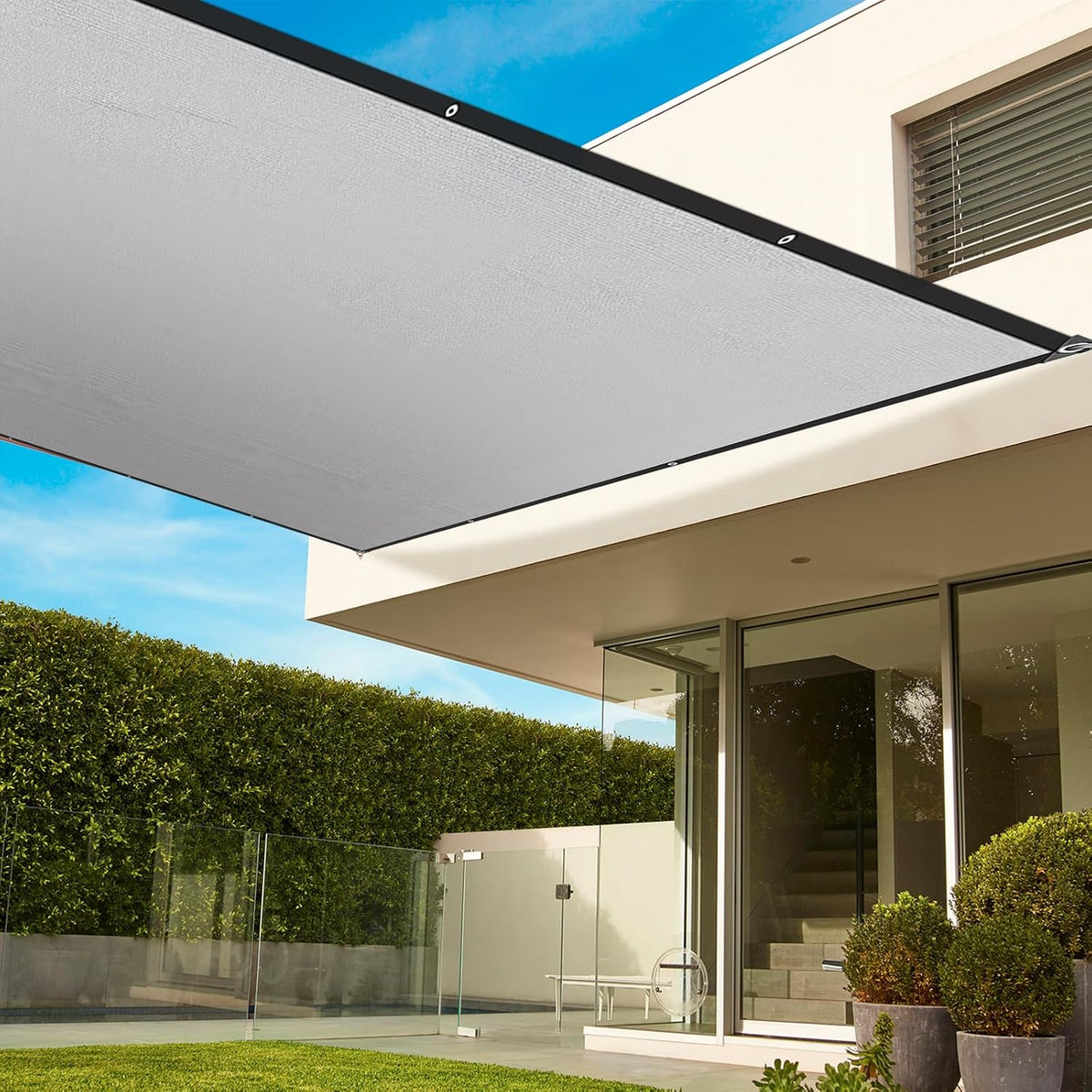 Pergola Shade Cover 6'X10' Outdoor Sun Shade Cloth with Grommets Shade for Patio, Carport, Backyard (Grey Color)