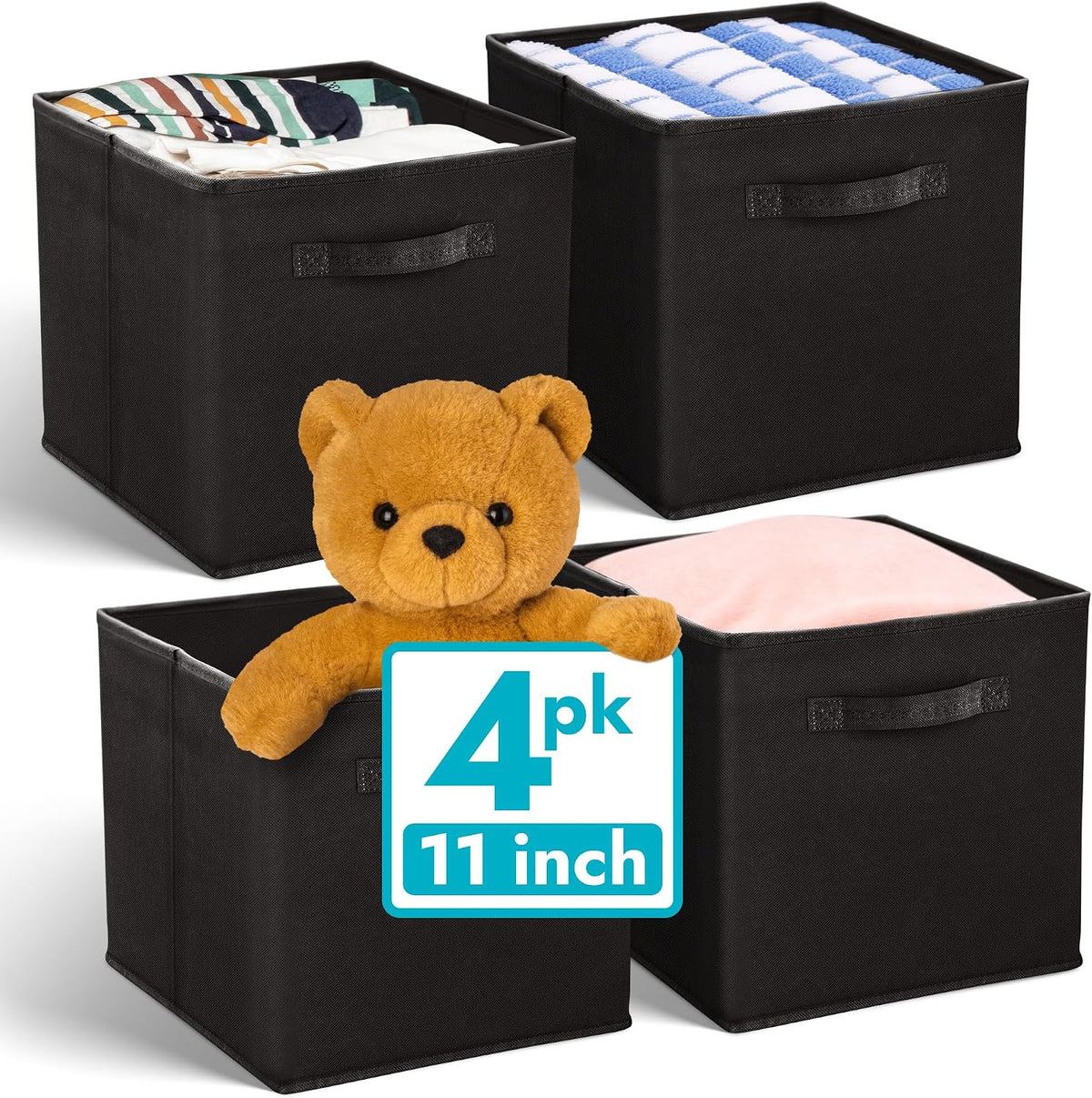 Reli. 11 Inch Cube Storage Bins (4 Pack) | Cube Organizer Bins