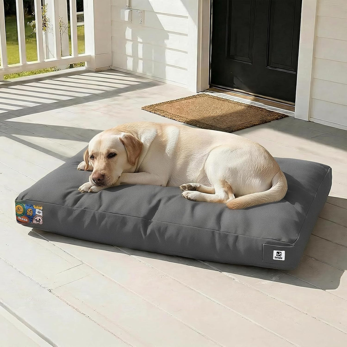 42 Inch Outdoor Indestructible Dog Bed for Extra Large Dogs, Heavy Duty Chew Proof Pet Bed with Premium Fabric, Durable Washable Crate Mat, Ideal for Indoor Outdoor Use, Grey