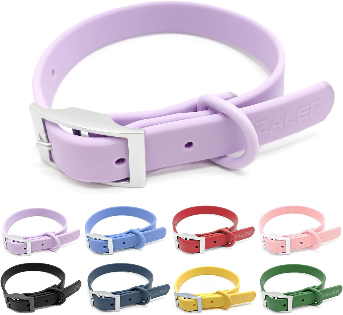 ZALER Waterproof Dog Collar, Adjustable Odor Proof Dog Collars Easy to Clean, Soft Comfortable Pet Collars for Large, Medium Small Dogs (Lilac Purple, L(Length:15.7''-19.7''; Width:1''))