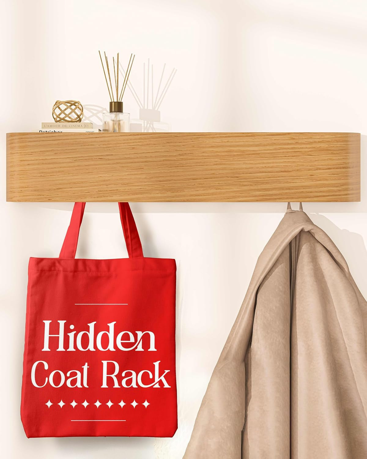 OLEEK Wall Coat Rack - Wall Shelf with Hooks - Entryway Hooks - Entryway Shelf - Modern Coat Rack - Wooden Coat Rack Wall Mount for Home Decor - Wooden Mount for Home Decor - Coat Hanger Wall Mount