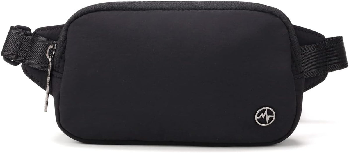Pander Mini Belt Bag – Ultra Compact, Fits 6.7” Phone, Lipstick, Earbuds, Essentials, Small Crossbody Waist Purse, Black Onyx