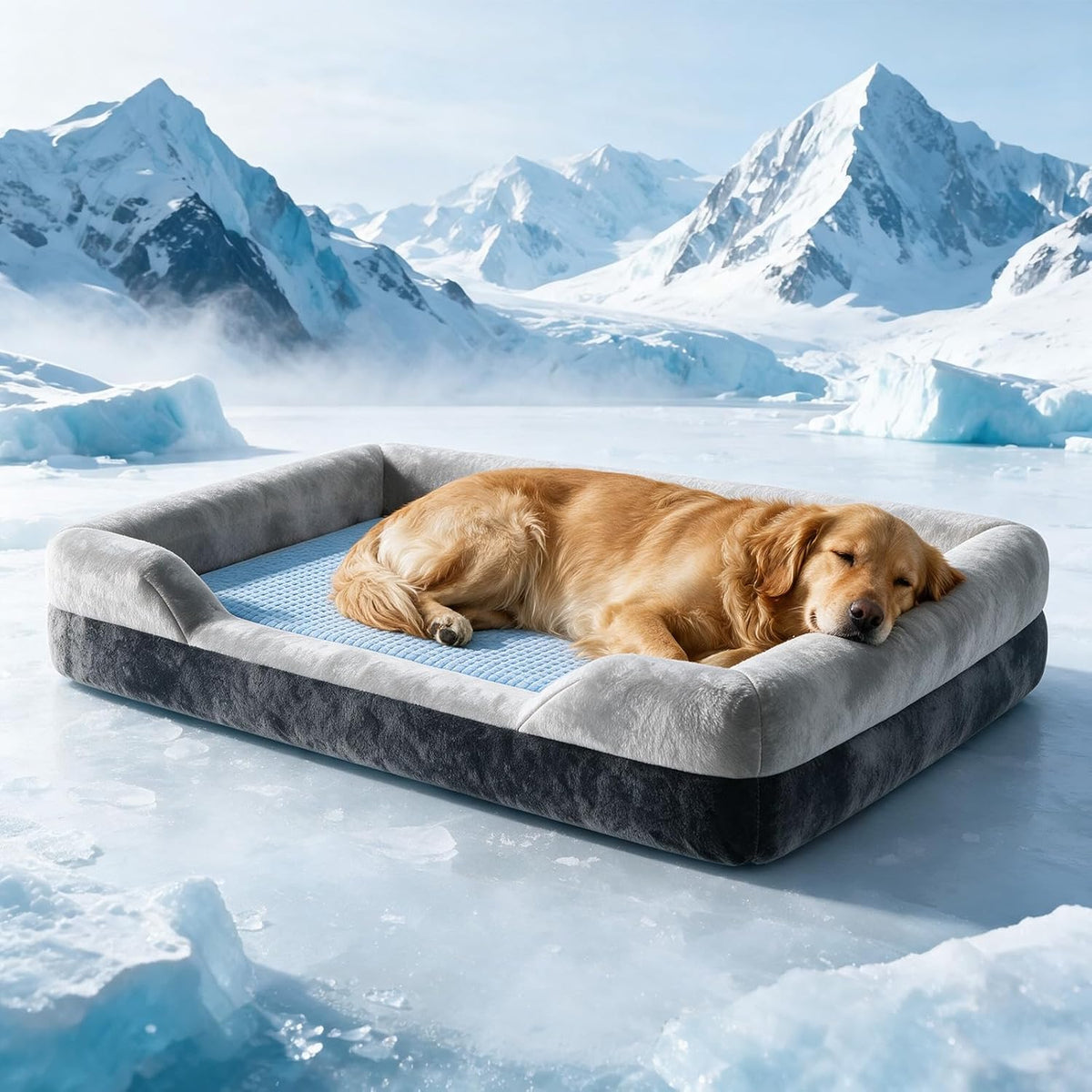 Extra Large Orthopedic Dog Bed for XL Dogs with Cooling Gel Solid Memory Foam, 2 Removable Washable Covers, 360° 7" Bolster Sides, Chew Resistant Waterproof Pet Sofa, Dog Crate Beds for Senior Dogs
