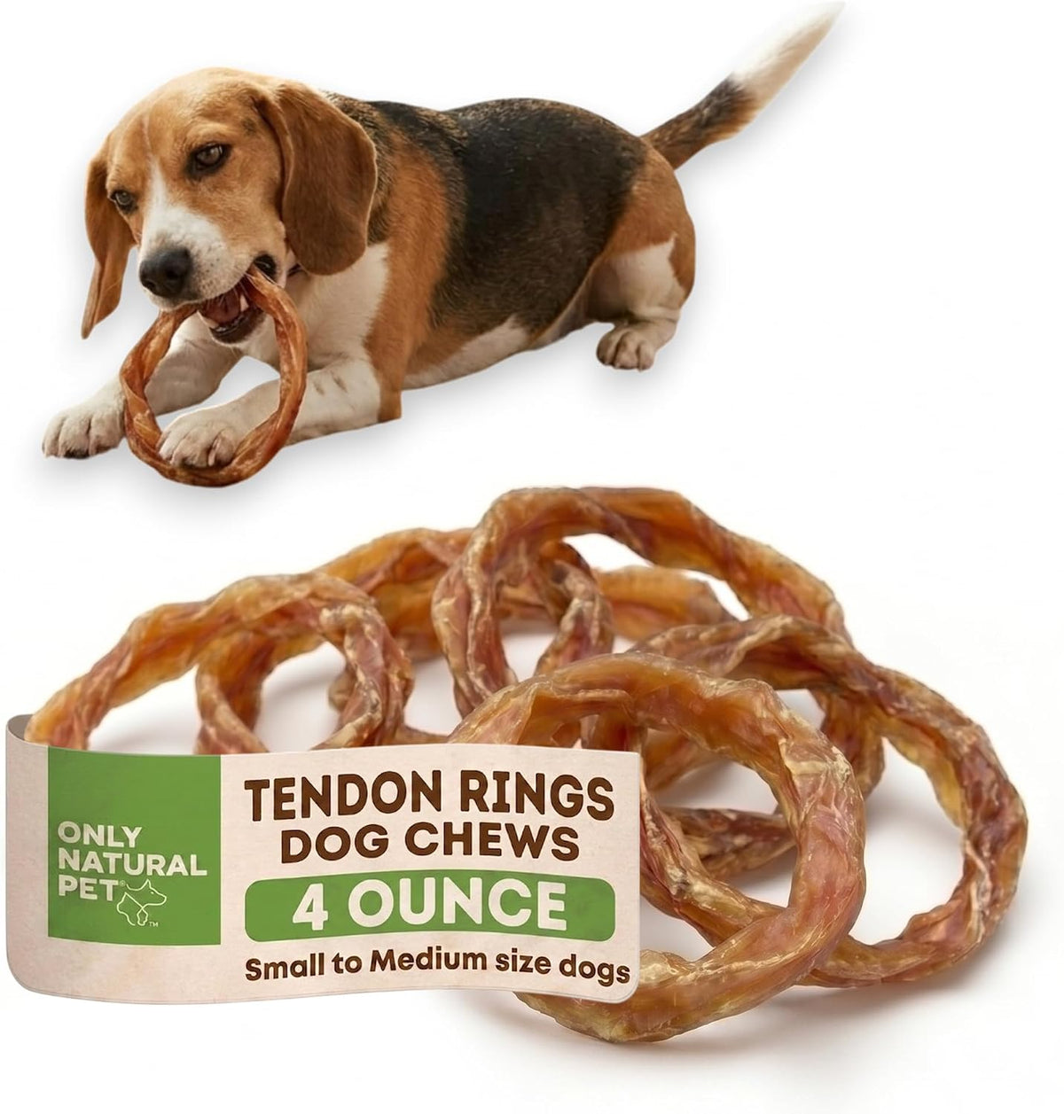 Only Natural Pet Turkey Tendon Chews for Small & Medium Breed Dogs 6Ct Rings